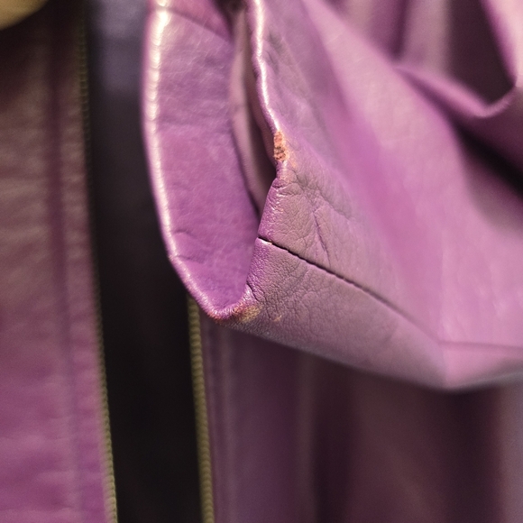 Vintage Y2K MS Maxima purple leather jacket sz L - Picture 9 of 12